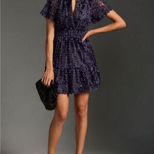 Anthropologie Deep Purple Mini Dress